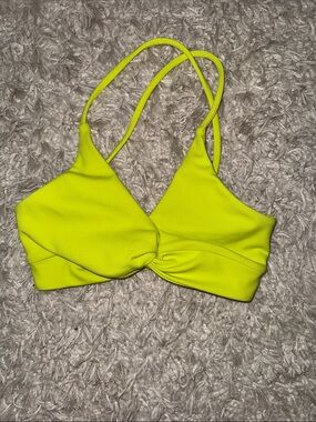 P'tula Neon Lime Twist-Front Bikini Top